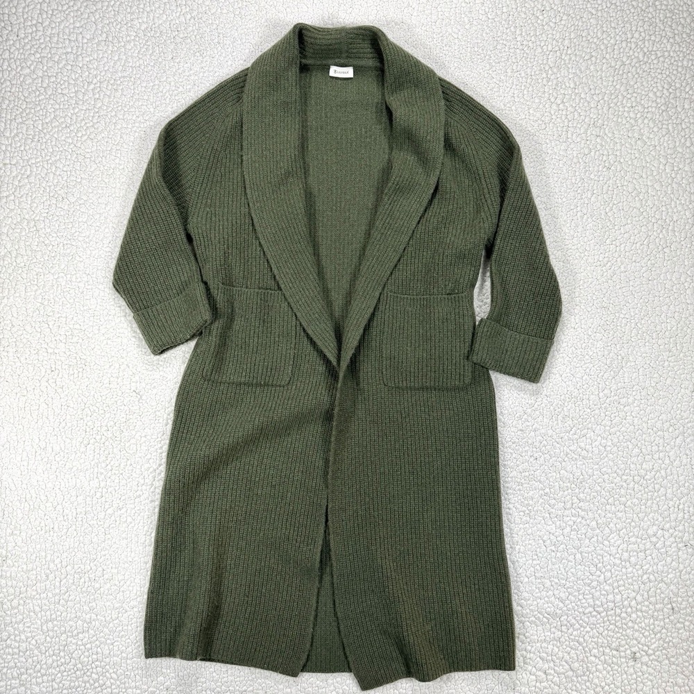 Lilysilk Cardigan Sweater Women's S Olive Green Wool Cashmere Boho Minimalist
